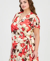 Anne Klein Plus Flutter-Sleeve Wrap Dress