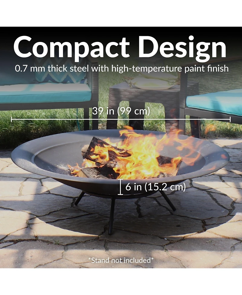 Outdoor Camping or Backyard Replacement Round Steel with Heat-Resistant Paint Finish Fire Pit Bowl - Black