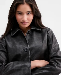 CoffeeShop Women's Faux-Leather Bomber Jacket