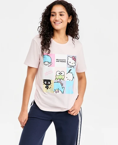 Love Tribe Juniors' Hello Kitty Grid Crewneck Tee