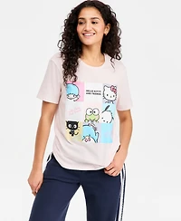 Love Tribe Juniors' Hello Kitty Grid Crewneck Tee