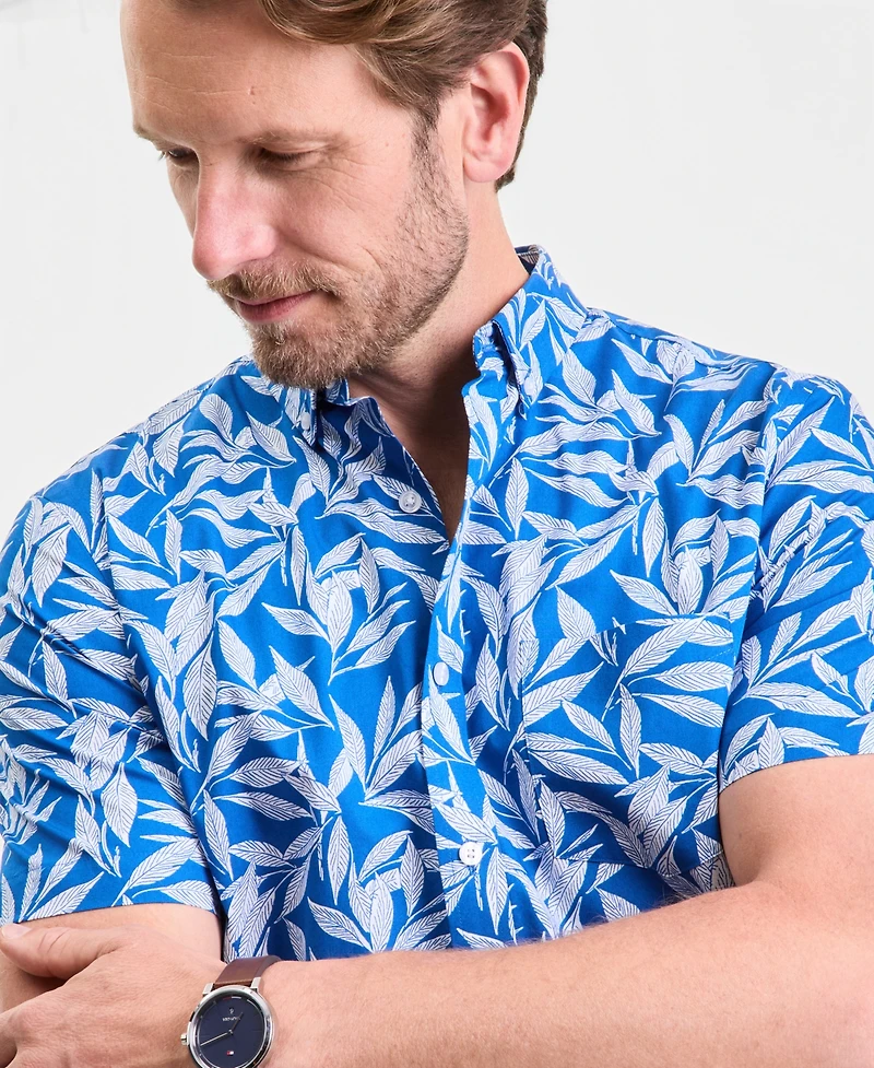 Club Room Men's Short-Sleeve Poplin Shirt, Macy's Exclusive - Floral Print