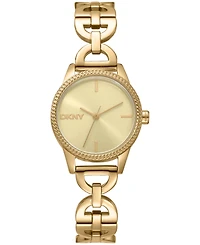 Dkny Women's Open Link Quartz Gold-Tone Stainless Steel Bracelet Watch 26mm