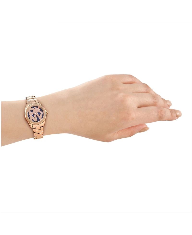 Dkny Women's Logo Quartz Rose Gold-Tone Stainless Steel Bracelet Watch 28mm Gift Set