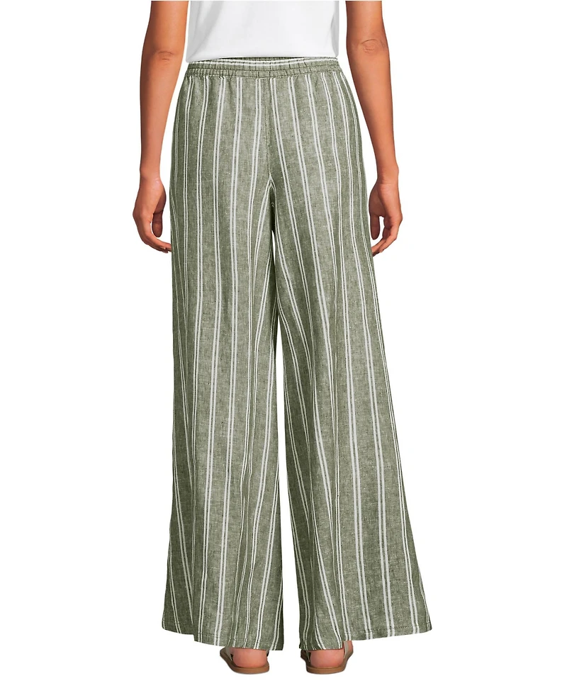 Lands' End Women's Linen High Rise Palazzo Pants - Set Bottom