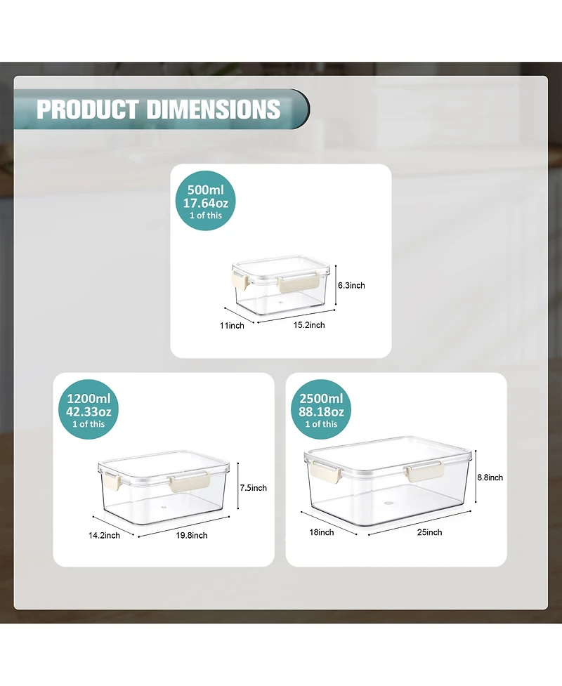 Sorbus 3-Pack Food Storage Container Set Stackable and Nestable Plastic Meal Prep Containers