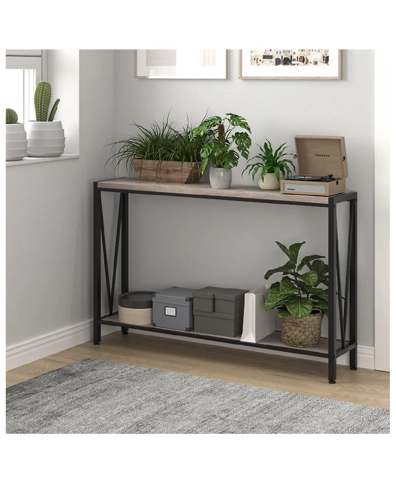 gaomon Industrial Style 2-Shelf Console Table
