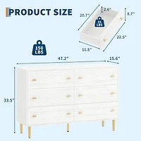 gaomon 47.2" Wide 6-Drawer Dresser