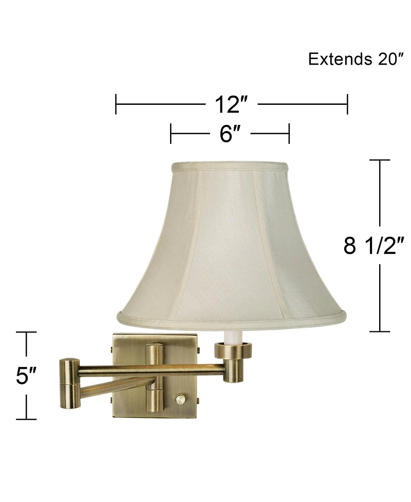 Barnes and Ivy Modern Swing Arm Wall Lamps Set of 2 Antique Brass Plug-In Light Fixture Bell Shade for Bedroom Living Room