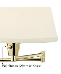 Barnes and Ivy Fredericks Modern Wall Lamps Set of 2 Brass Plug-in 12" Light Fixture Swing Arm Shade for Bedroom Living Room Bathroom Home