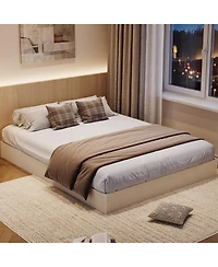 gaomon Queen Wood Fluted Design Solid Support Platform Bed Frame