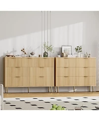 gaomon 55" Wide 7-Drawer Fluted Dresser, Modern Wooden Double Chest for Hallway
