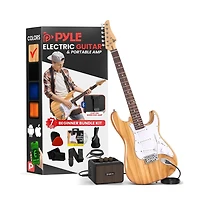 Pyle St Style Electric Guitar Kit with 5W Amplifier and Accessories (PEGKT400NT) - High Gloss