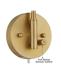 360 Lighting Kelowna Modern Swing Arm Wall Lamp with Cord Cover Brass Plug-in Light Fixture Glass Globe Shade for Bedroom Bedside Living Room Reading