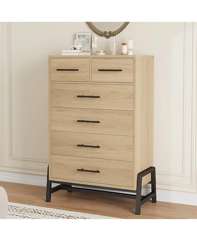 gaomon 6 Dresser for Bedroom, Freestanding 46.6 in Tall Drawer Dresser with Storage, Wooden Closet Storage Chest for Living Room, Bedroom