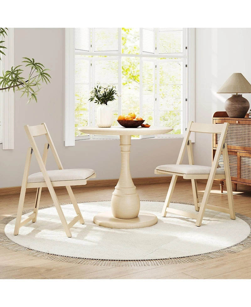 Gymax Upholstered Dining Chair Set of 4 w/ Curved Backrest Rubber Wood Frame