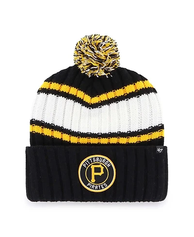 '47 Brand Men's Black Pittsburgh Pirates Plateau Cuffed Knit Hat with Pom