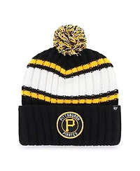 '47 Brand Men's Black Pittsburgh Pirates Plateau Cuffed Knit Hat with Pom