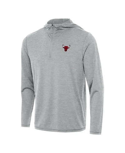 Antigua Men's Heather Gray Chicago Bulls Tidy Quarter-Zip Hoodie