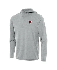 Antigua Men's Heather Gray Chicago Bulls Tidy Quarter-Zip Hoodie