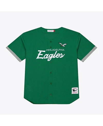 Mitchell & Ness Men's Kelly Green Philadelphia Eagles Head Coach Mesh Full-Button Fashion Jersey