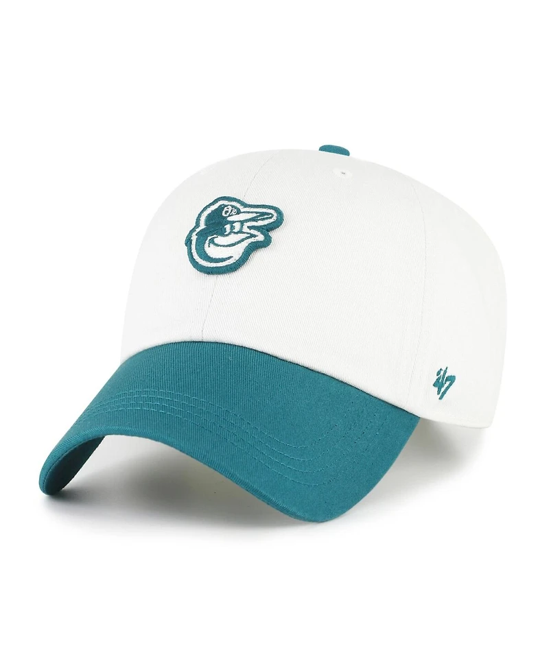 '47 Brand Men's White/Teal Baltimore Orioles Contemporary Tonal Clean Up Adjustable Hat