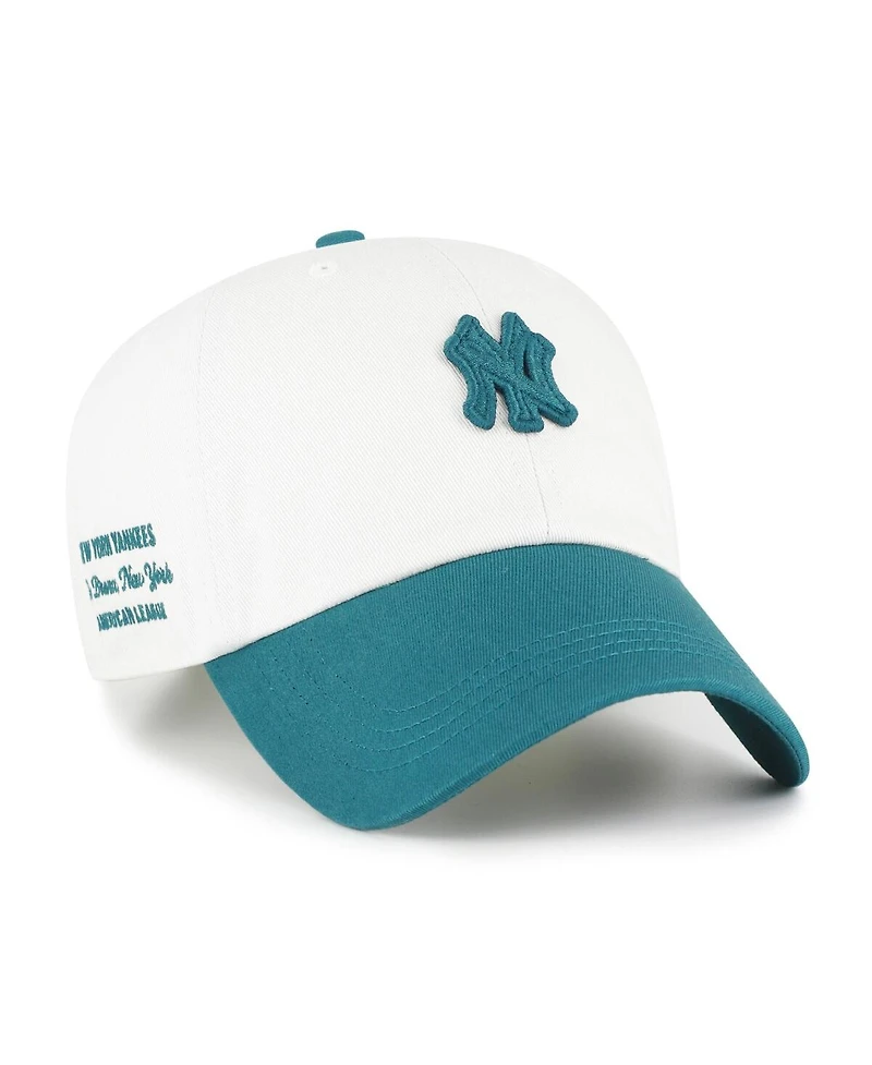 '47 Brand Men's White/Teal New York Yankees Contemporary Tonal Clean Up Adjustable Hat
