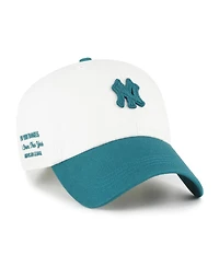 '47 Brand Men's White/Teal New York Yankees Contemporary Tonal Clean Up Adjustable Hat