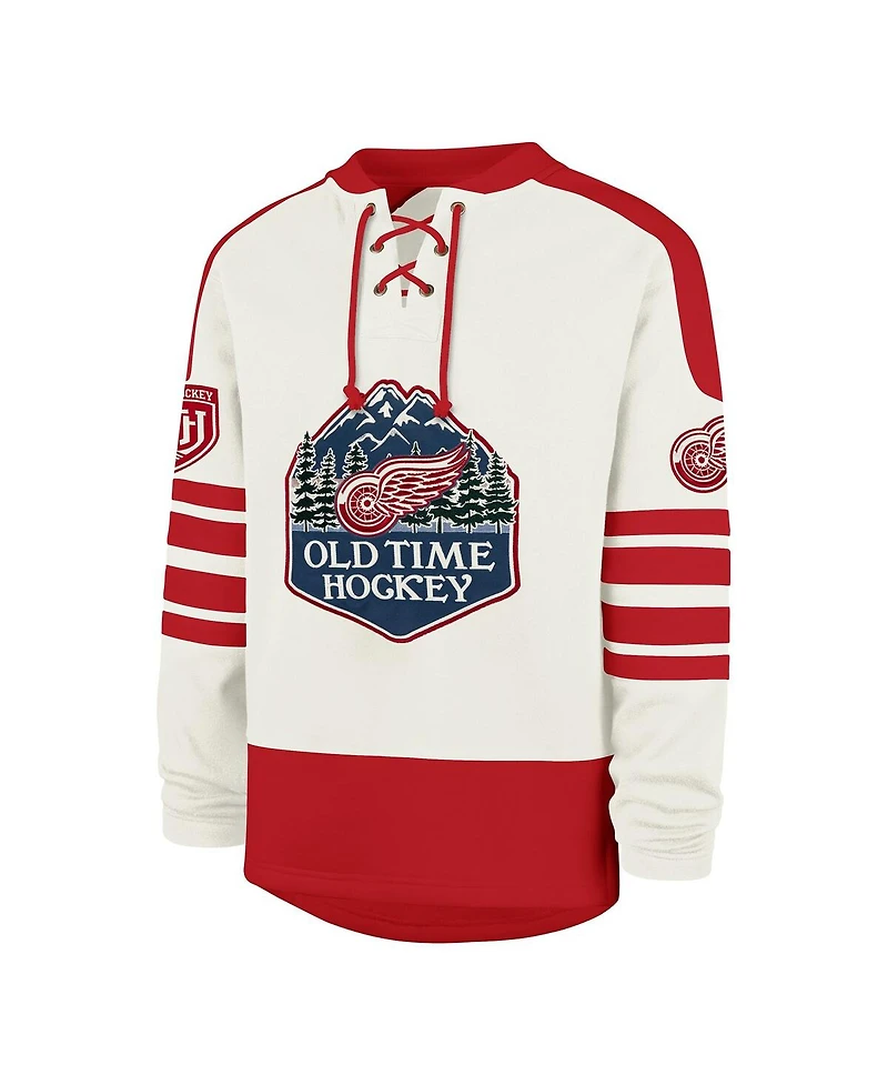 '47 Brand Men's Cream Detroit Red Wings Pond Hockey Trio Eternal Lacer Sweatshirt
