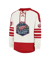 '47 Brand Men's Cream Detroit Red Wings Pond Hockey Trio Eternal Lacer Sweatshirt