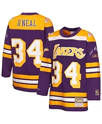 Mitchell & Ness Big Boys and Girls Shaquille O'Neal Purple Los Angeles Lakers Maxxed Out 2.0 Fashion Hockey Jersey
