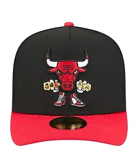 New Era Men's Black Chicago Bulls Injection Cartoon Logo A-Frame 59FIFTY Fitted Hat