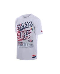 New Era Men's White Usa Baseball 2026 World Baseball Classic Oversized Throwback Distressed T-Shirt