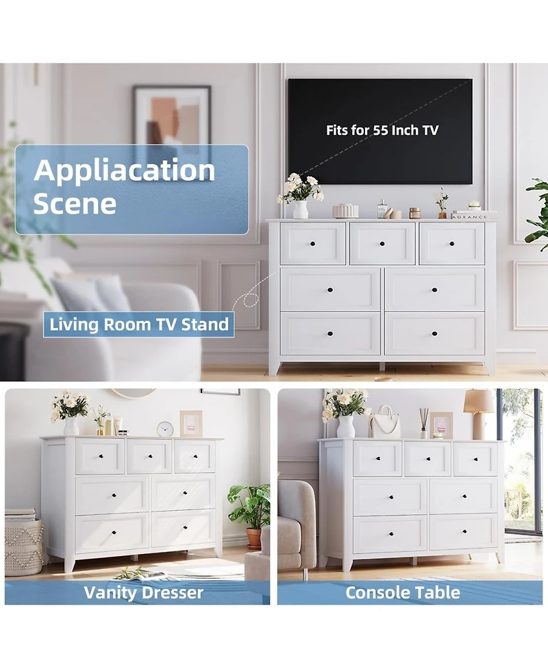 gaomon Garvee 54" Wide 7-Drawer Modern Dresser, Deep Drawers for Bedroom