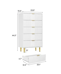 gaomon Fluted Dresser for Bedroom with Drawers, Tall Modern Chest of Drawers with Metal Handle, Wooden Closet Clothes Storage Organizer