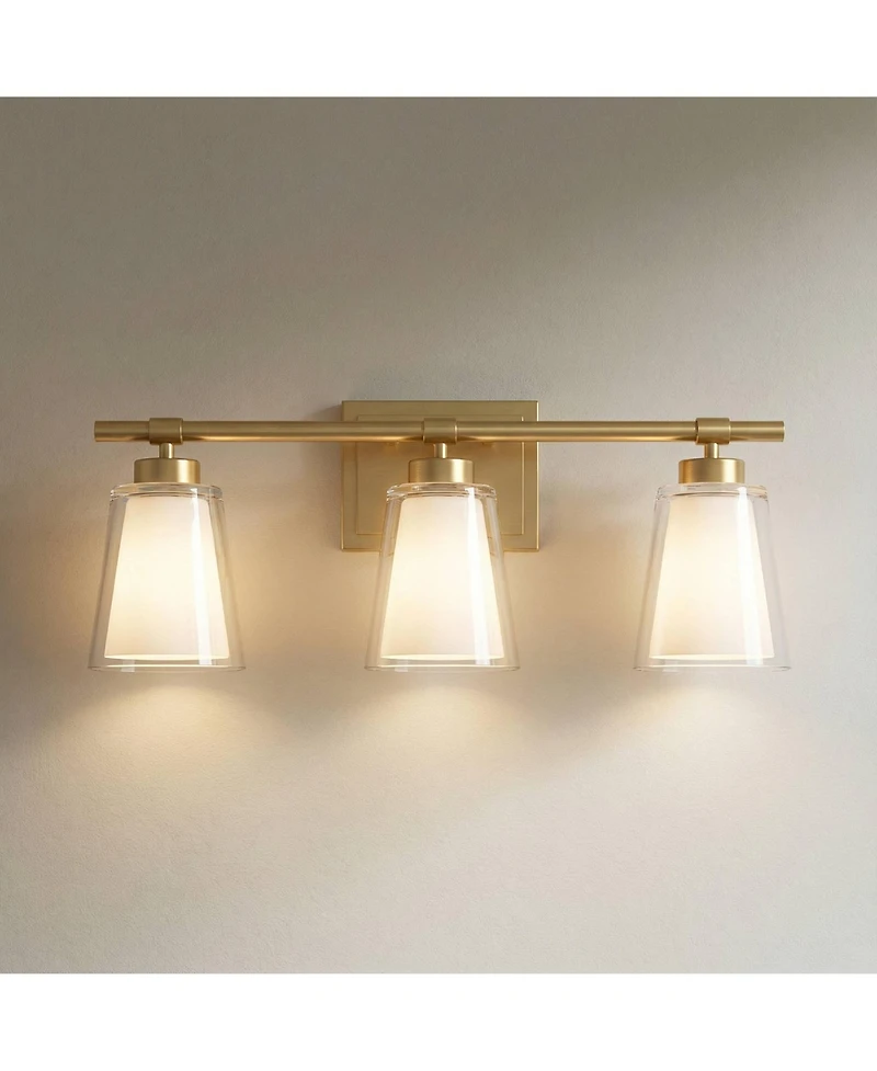 Regency Hill Abigail 21" Wide Soft Opal Glass 3-Light Bath Light