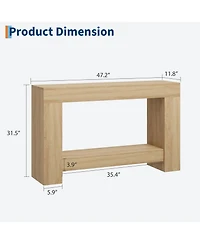 gaomon 47" Farmhouse 2-Tier Console Sofa Table with Storage, for Entryway, Living Room and Hallway