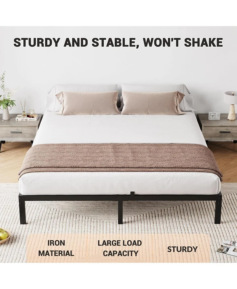 gaomon Twin Metal Bed Frame, 8" Low Profile Platform, Heavy-Duty Steel with Underbed Storage