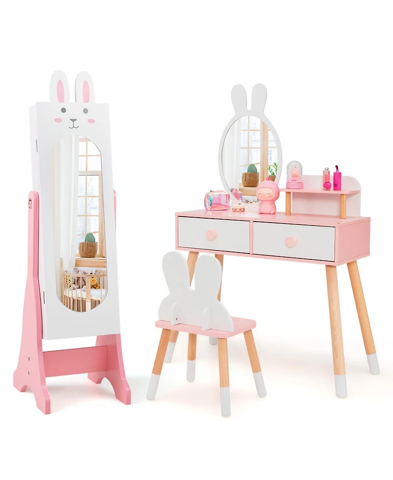 Gouun Kids Jewelry Armoire with Full-Length Mirror and 2 Tilt Angles