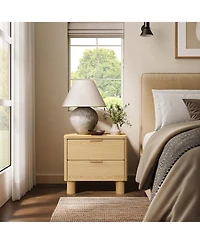 LuxenHome Wood Finish 2-Drawer End Table and Nightstand, Manufactured Wood Side Table