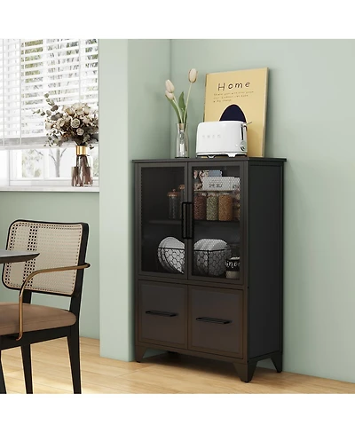 Streamdale Furniture Metal Storage Cabinet with 4 Doors and Adjustable Shelf