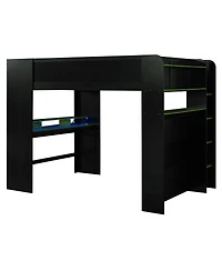 Streamdale Furniture Wood Bunk Bed w/Desk, Wardrobe, Storage, Rgb Light