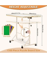 Streamdale Furniture Wooden Tilting Puzzle Table with Drawer Legs and Wheels