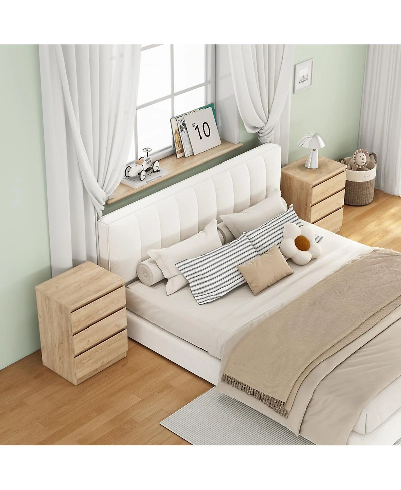 Streamdale Furniture 2pc 19.7" Nightstands 3 Drawers, Handle-Free Side Tables