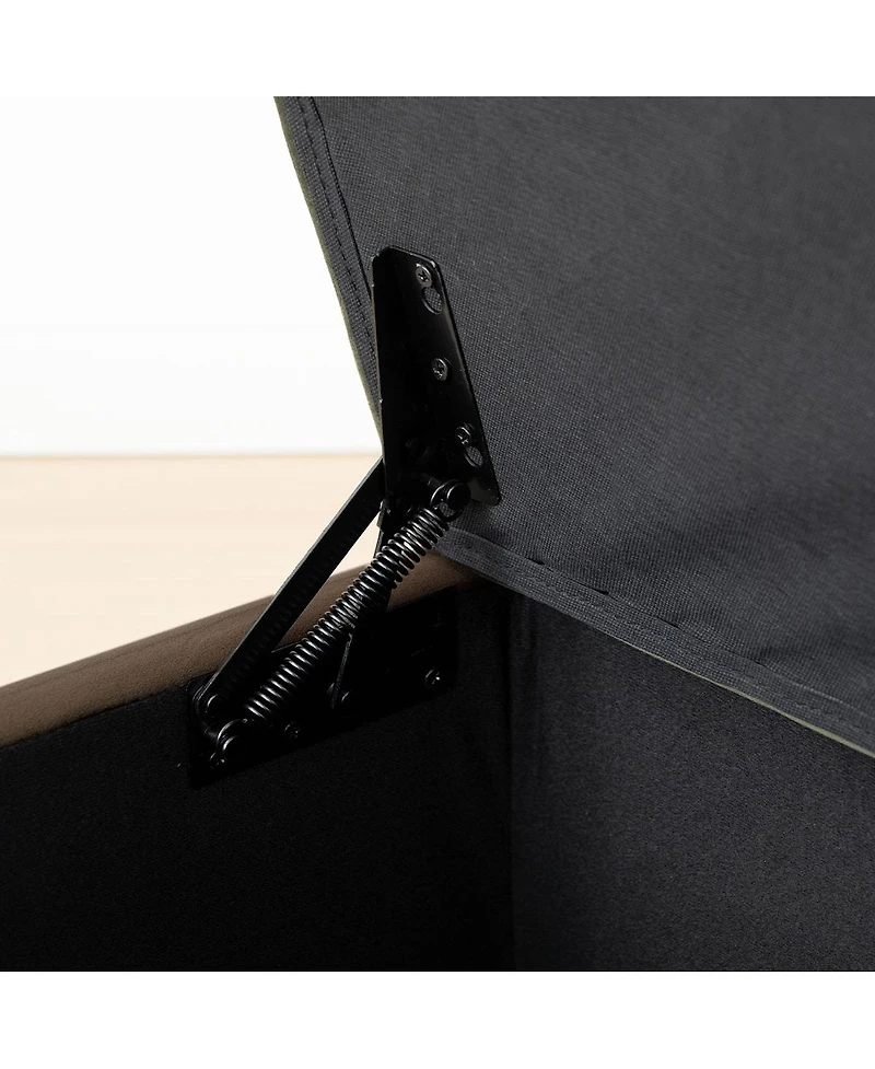 Maison Boucle 60" Velvet Storage Bench Ottoman with Lift-Top and Walnut Base