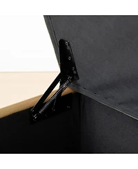 Maison Boucle 60" Velvet Storage Bench Ottoman with Lift-Top and Walnut Base