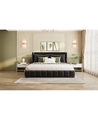 Streamdale Furniture Upholstered Platform Bed with 2 Pillows