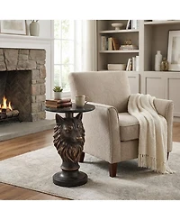 Streamdale Furniture Wolf Head Accent Table Animal Statue End Tables Livingroom