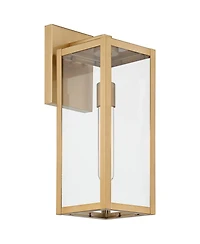 John Timberland Titan Modern Outdoor Wall Light Fixtures Set of 2 Soft Gold Rectangular Frame Clear Glass for Post Exterior Barn