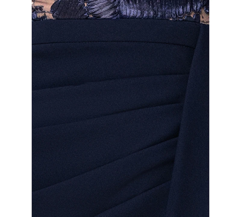 Betsy & Adam Women's Boat Neck Scuba Ruffle Dress